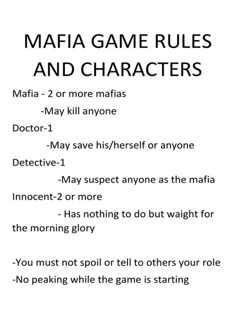 mafia rules|mob rule game.